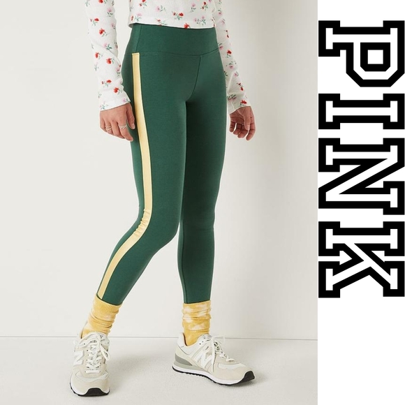 Victoria's Secret Pink- COTTON HIGH-WAIST LEGGINGS- Green, Gold - Picture 4 of 5